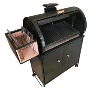 KIT Parrilla móvil Metalsmac Chulengo con Puertas 1.22m de ancho 1.33m de alto 60cm de profundidad negraof